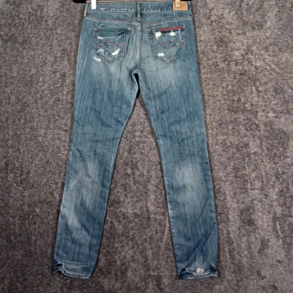 Abercrombie & Fitch women's distressed patch jeans size 27 - Picture 3 of 6
